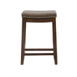 Pemberly Row Counter Stool Gray Linen-Weave Seat and Wood Frame in Rustic Brown