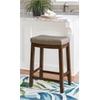 Pemberly Row Counter Stool Gray Linen-Weave Seat and Wood Frame in Rustic Brown