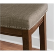 Pemberly Row Counter Stool Gray Linen-Weave Seat and Wood Frame in Rustic Brown