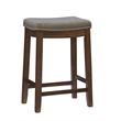Pemberly Row Counter Stool Gray Linen-Weave Seat and Wood Frame in Rustic Brown
