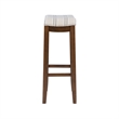 Pemberly Row Bar Stool with Striped Linen Seat & Wood Frame in Brown