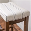 Pemberly Row Bar Stool with Striped Linen Seat & Wood Frame in Brown