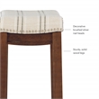 Pemberly Row Bar Stool with Striped Linen Seat & Wood Frame in Brown