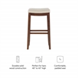 Pemberly Row Bar Stool with Striped Linen Seat & Wood Frame in Brown