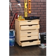 Pemberly Row Six Drawer Rolling Storage Cart in Natural Wood Finish