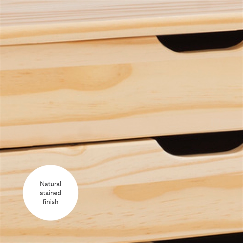 Pemberly Row Six Drawer Rolling Storage Cart in Natural Wood Finish