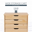 Pemberly Row Six Drawer Rolling Storage Cart in Natural Wood Finish