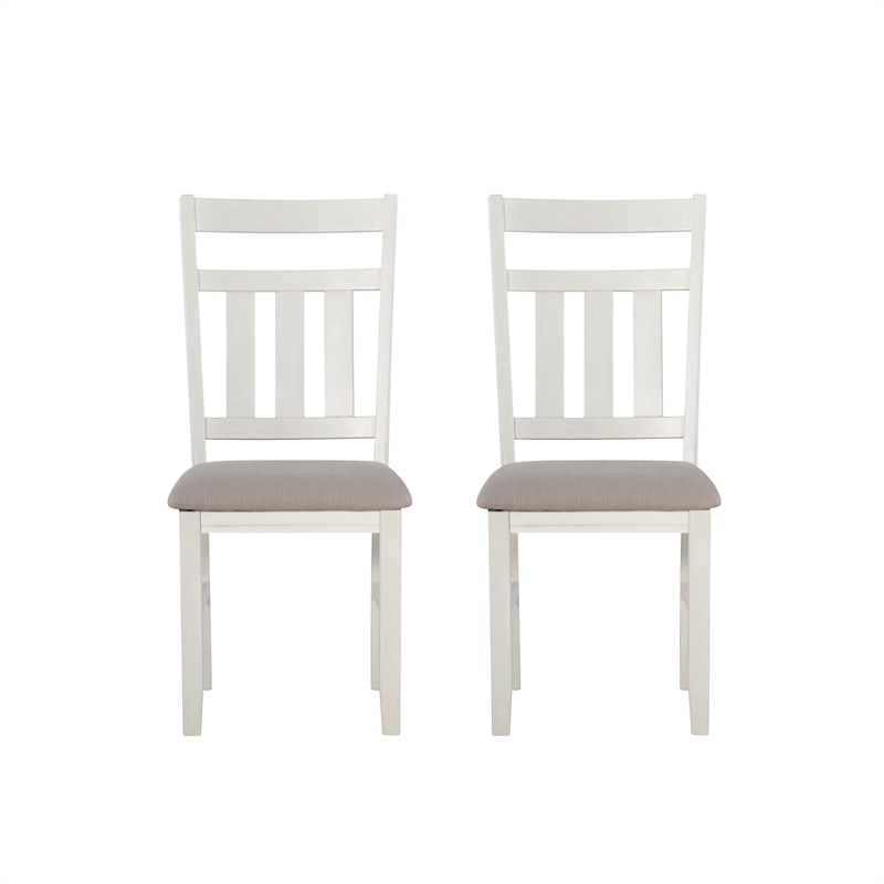 Pemberly Row Set of 2 Upholstered Dining Chairs in Smokey White Finish
