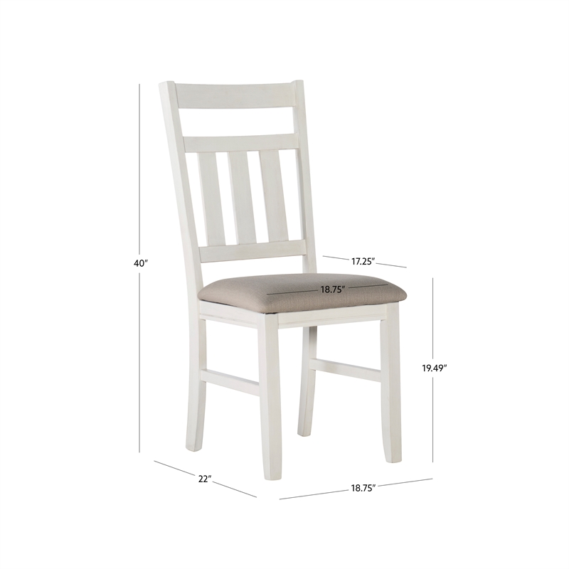 Pemberly Row Set of 2 Upholstered Dining Chairs in Smokey White Finish