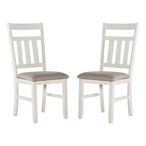 Pemberly Row Set of 2 Upholstered Dining Chairs in Smokey White Finish