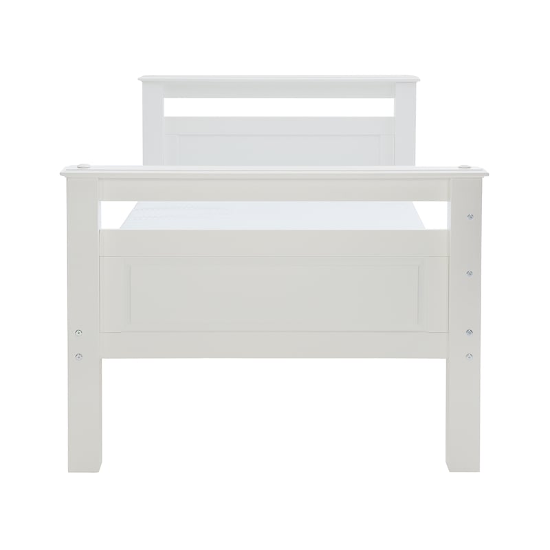 Pemberly Row Twin Over Twin Pine Wood Bunk Bed with Ladder in White