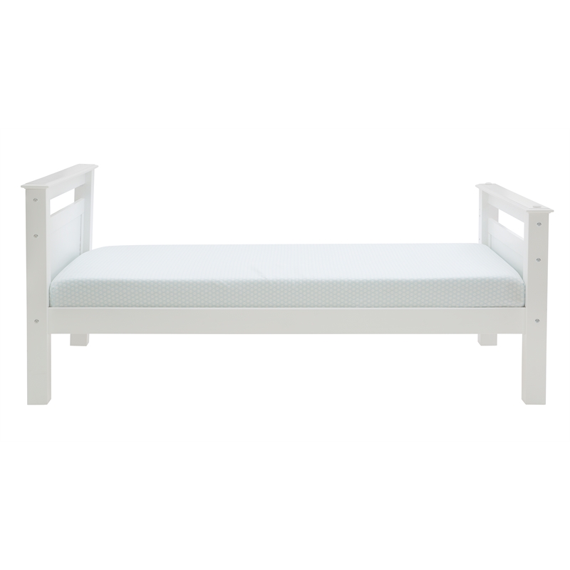 Pemberly Row Twin Over Twin Pine Wood Bunk Bed with Ladder in White