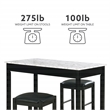 Pemberly Row 3 Piece Wood & Faux Marble Tavern Set with Backless Stools