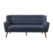 Pemberly Row 68 Inch Mid-Century Tufted Sofa in Navy Blue Fabric