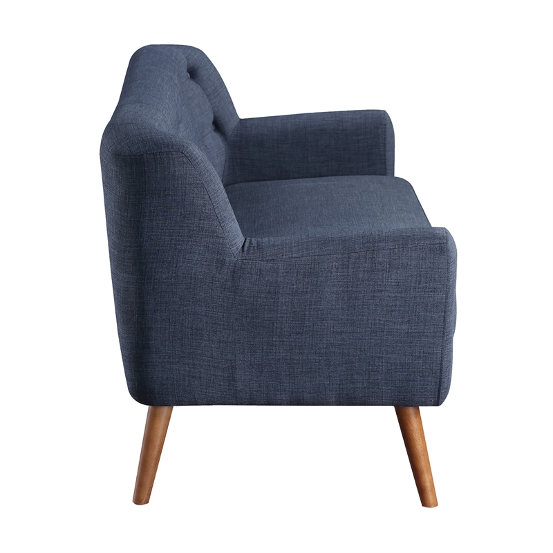 Pemberly Row 68 Inch Mid-Century Tufted Sofa in Navy Blue Fabric