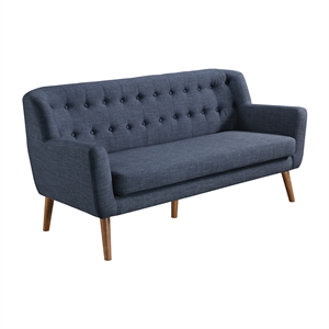 Pemberly Row 68 Inch Mid-Century Tufted Sofa in Navy Blue Fabric