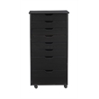Pemberly Row Eight Drawer Rolling Storage Cart in Black Wood Finish