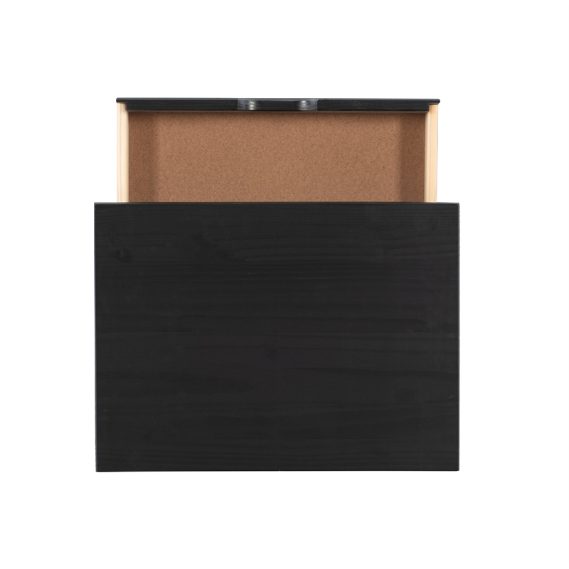 Pemberly Row Eight Drawer Rolling Storage Cart in Black Wood Finish