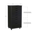Pemberly Row Eight Drawer Rolling Storage Cart in Black Wood Finish