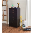 Pemberly Row Eight Drawer Rolling Storage Cart in Black Wood Finish