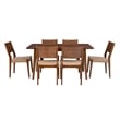 Pemberly Row 7 Pc Dining Set with Woven Rope Seats in Rich Brown Finish