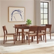Pemberly Row 7 Pc Dining Set with Woven Rope Seats in Rich Brown Finish