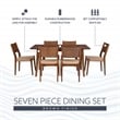 Pemberly Row 7 Pc Dining Set with Woven Rope Seats in Rich Brown Finish