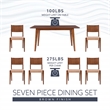 Pemberly Row 7 Pc Dining Set with Woven Rope Seats in Rich Brown Finish