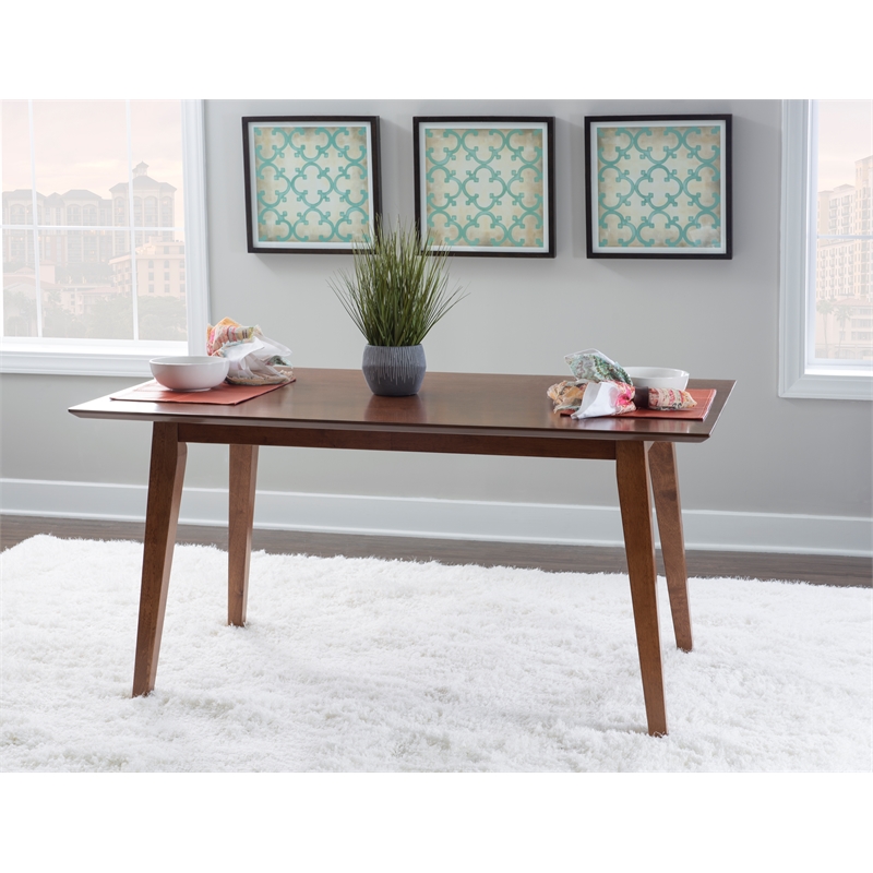 Pemberly Row 7 Pc Dining Set with Woven Rope Seats in Rich Brown Finish