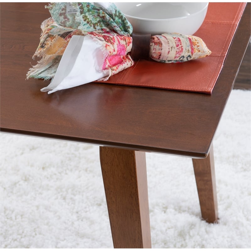 Pemberly Row 7 Pc Dining Set with Woven Rope Seats in Rich Brown Finish