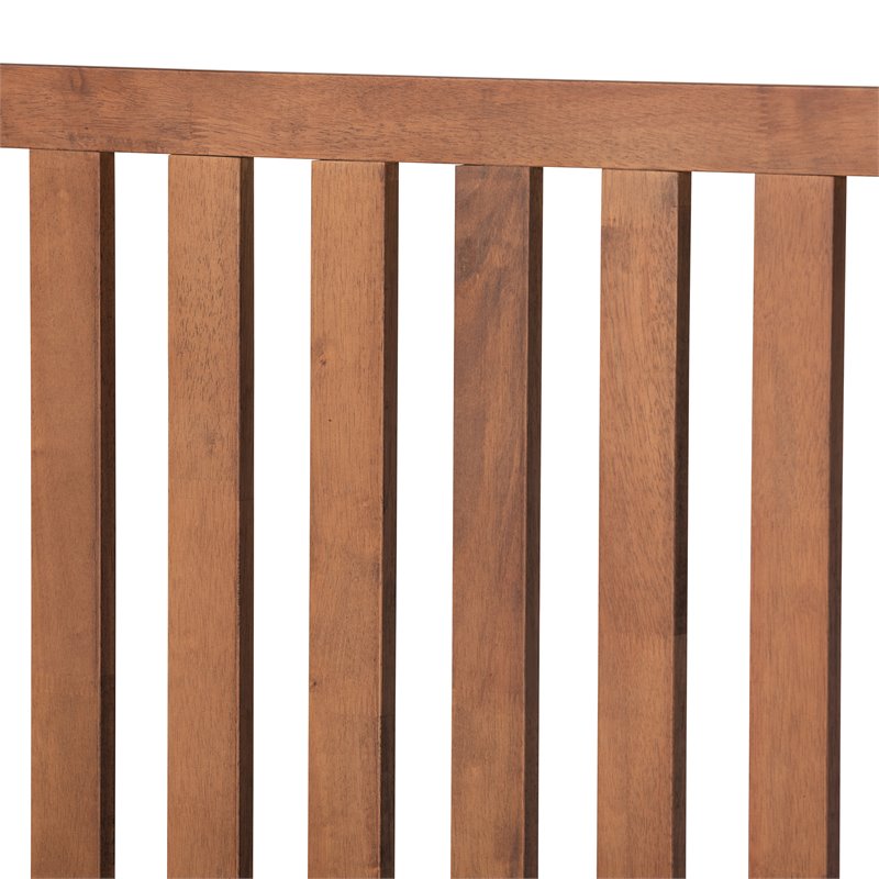Pemberly Row Walnut Brown Wood King Platform Bed with Slatted Headboard