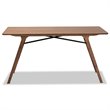 Pemberly Row Wood Dining Table with Metal Support in Walnut Brown Finish