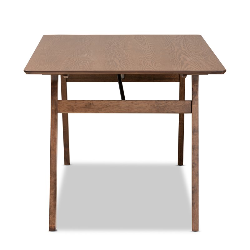 Pemberly Row Wood Dining Table with Metal Support in Walnut Brown Finish