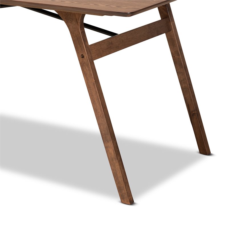 Pemberly Row Wood Dining Table with Metal Support in Walnut Brown Finish