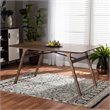Pemberly Row Wood Dining Table with Metal Support in Walnut Brown Finish