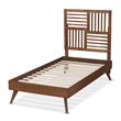 Pemberly Row Walnut Brown Twin Platform Bed with Slatted Headboard