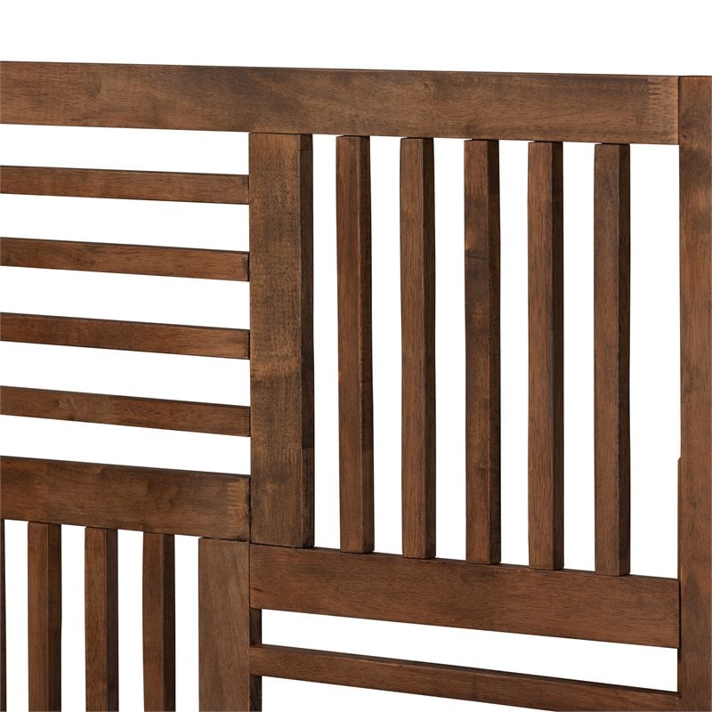 Pemberly Row Walnut Brown Twin Platform Bed with Slatted Headboard