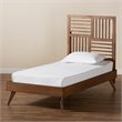 Pemberly Row Walnut Brown Twin Platform Bed with Slatted Headboard