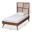 Pemberly Row Walnut Brown Twin Platform Bed with Slatted Headboard