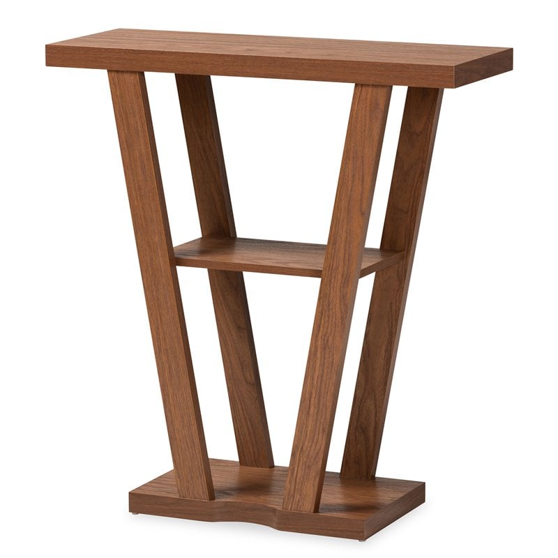 Pemberly Row Walnut Brown Finished 1-Shelf Console Table