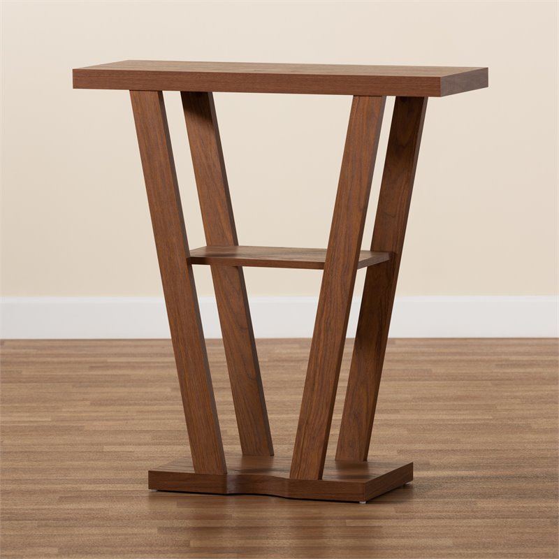 Pemberly Row Walnut Brown Finished 1-Shelf Console Table