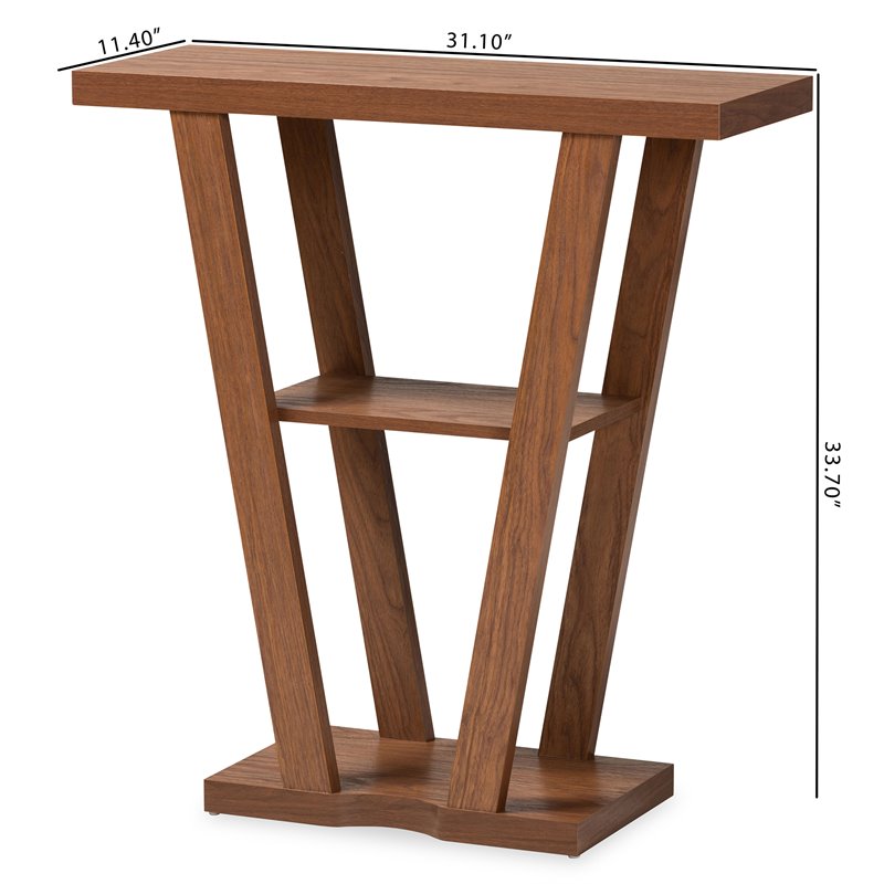 Pemberly Row Walnut Brown Finished 1-Shelf Console Table