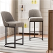 Pemberly Row Barrel Back Metal Counter Stool Set in Gray/Espresso