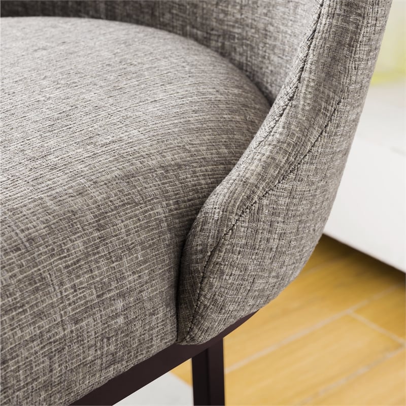 Pemberly Row Barrel Back Metal Counter Stool Set in Gray/Espresso