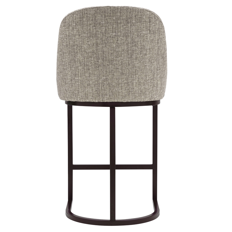 Pemberly Row Barrel Back Metal Counter Stool Set in Gray/Espresso