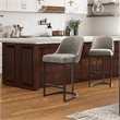 Pemberly Row Barrel Back Metal Counter Stool Set in Gray/Espresso