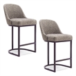 Pemberly Row Barrel Back Metal Counter Stool Set in Gray/Espresso