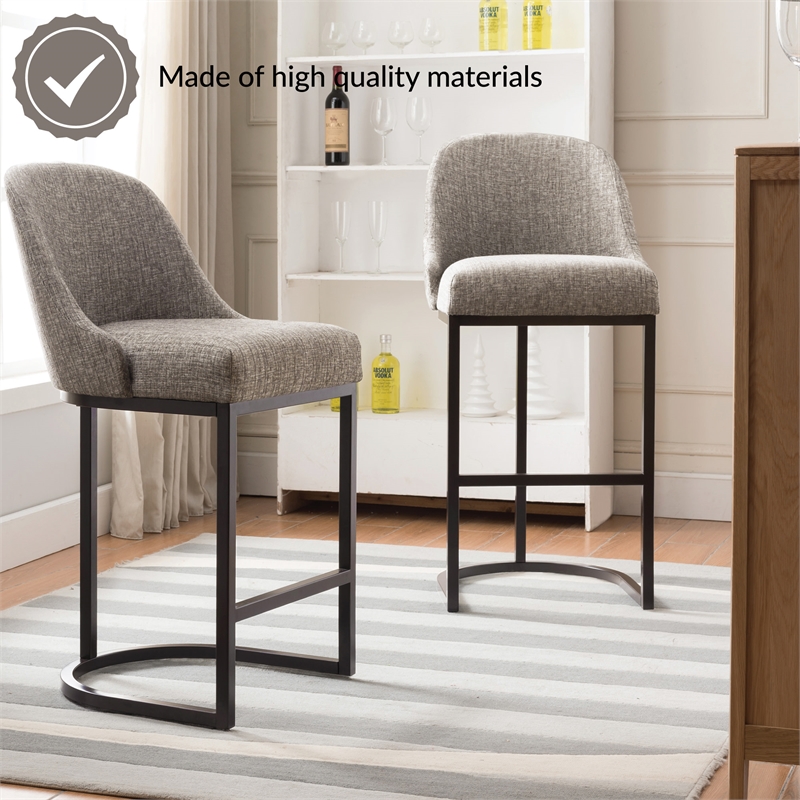 Pemberly Row Barrel Back Metal Counter Stool Set in Gray/Espresso