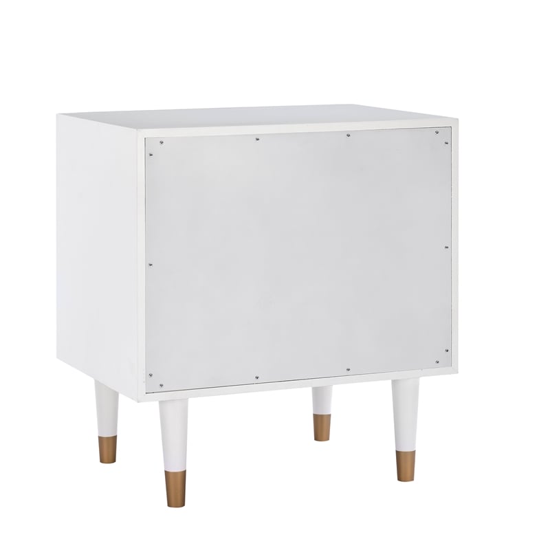 Pemberly Row 2-Drawer Nightstand with Geometric Texture in White/Gold