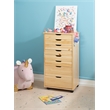 Pemberly Row Eight Drawer Rolling Storage Cart in Natural Wood